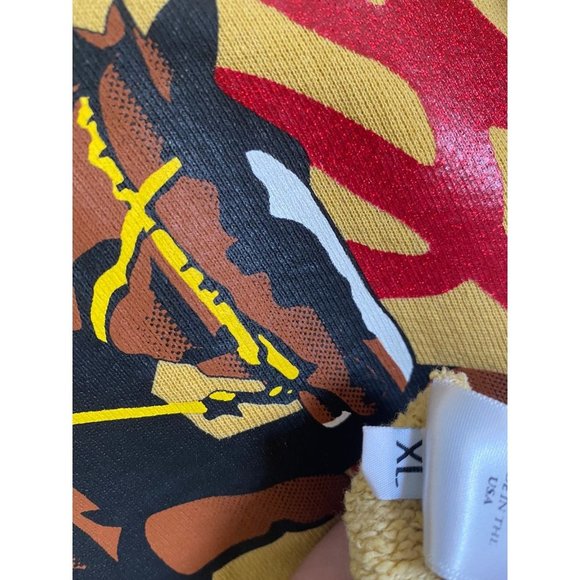 Bossi Cowboy Hoodie Mustard Western Print Oversized Mens XL Yellow Unisex Loose - Picture 13 of 14